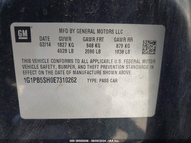 Chevrolet Cruze Ls Manual 2014 1G1PB5SH0E7310262 Image 9