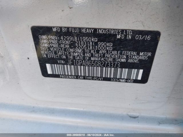 JF1GPAB65G8273373 Subaru Impreza 2.0i Premium