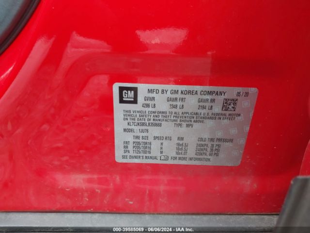 KL7CJKSB5LB350668 Chevrolet Trax Fwd Ls