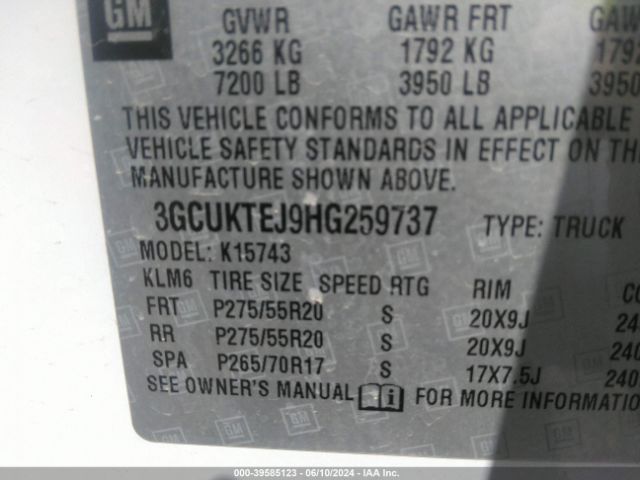 3GCUKTEJ9HG259737 Chevrolet Silverado 1500 High Country
