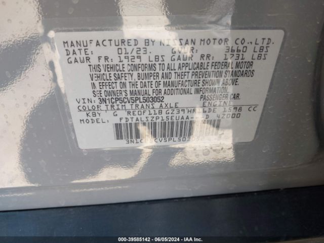 3N1CP5CV5PL503052 Nissan Kicks Sv Xtronic Cvt