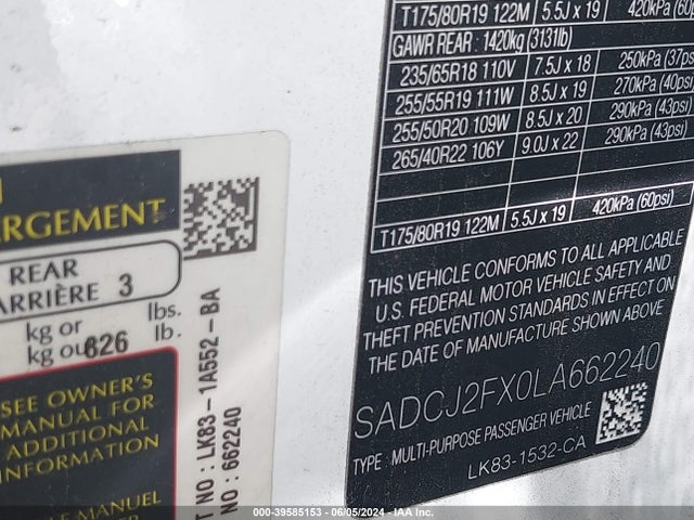 2020 JAGUAR F-PACE SADCJ2FX0LA662240 Photo 8