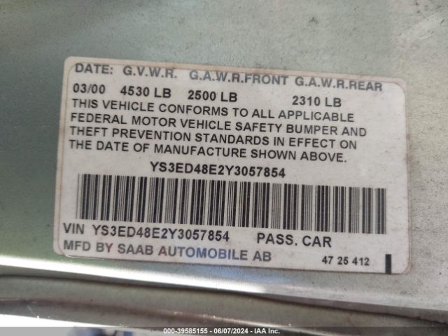2000 SAAB 9-5 YS3ED48E2Y3057854 Photo 8