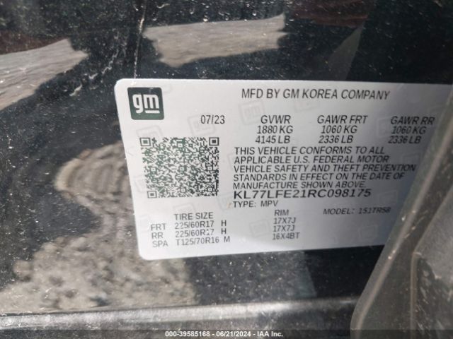 KL77LFE21RC098175 Chevrolet Trax Fwd Sp