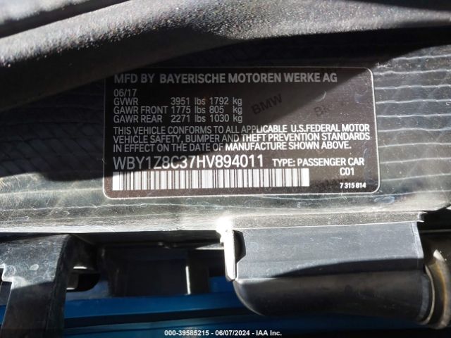 WBY1Z8C37HV894011 BMW I3 94 Ah W/range Extender