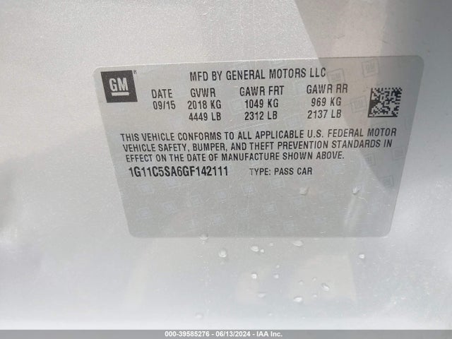 Chevrolet Malibu Limited Lt 2016 1G11C5SA6GF142111 Image 9