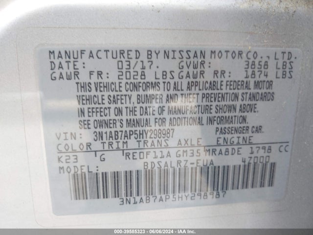 Nissan SENTRA SR 2017 3N1AB7AP5HY298987 Image 9