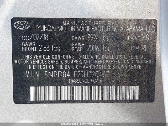 Hyundai Elantra Value Edition 2018 5NPD84LF2JH320460 Image 9
