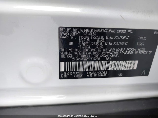 Toyota Rav4 Xle 2022 2T3W1RFV6NC195220 Image 9