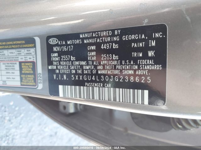 5XXGU4L30JG238625 KIA OPTIMA EX