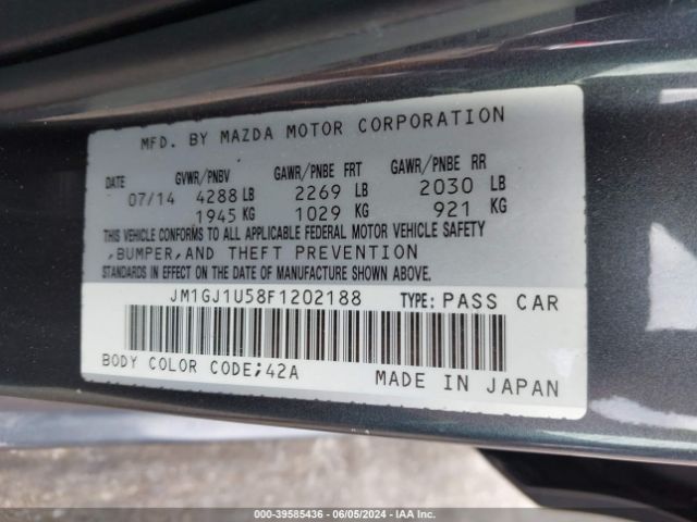 JM1GJ1U58F1202188 Mazda Mazda6 I Sport