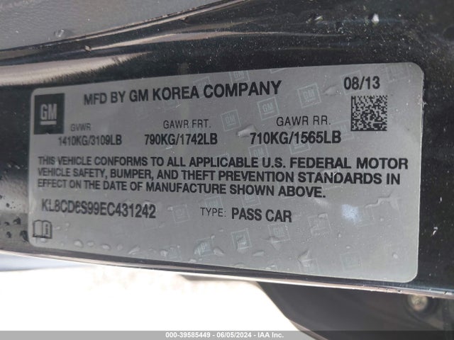 Chevrolet Spark 1lt Auto 2014 KL8CD6S99EC431242 Image 9