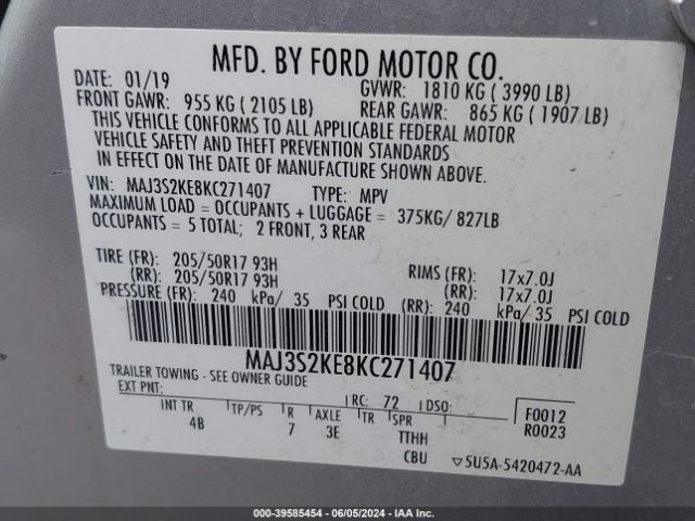 MAJ3S2KE8KC271407 Ford Ecosport Titanium