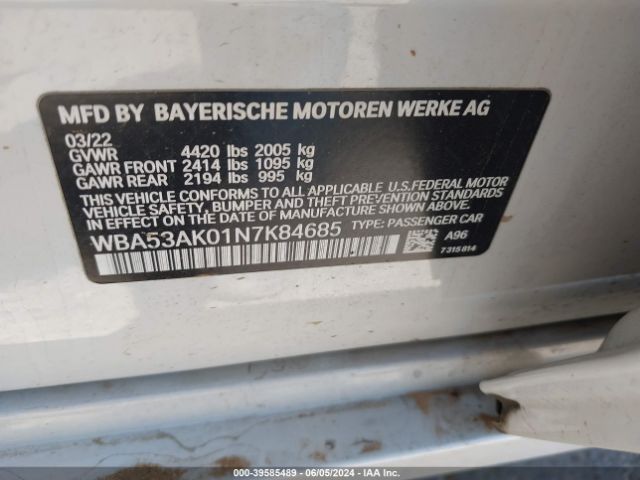 WBA53AK01N7K84685 BMW 228 Gran Coupe I Sdrive
