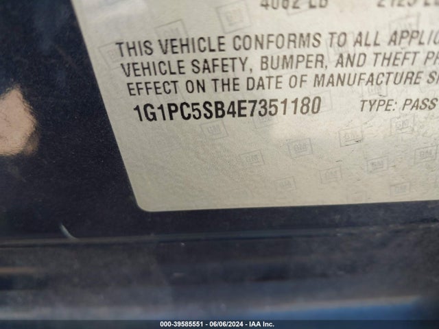 Chevrolet Cruze 1lt Auto 2014 1G1PC5SB4E7351180 Image 9