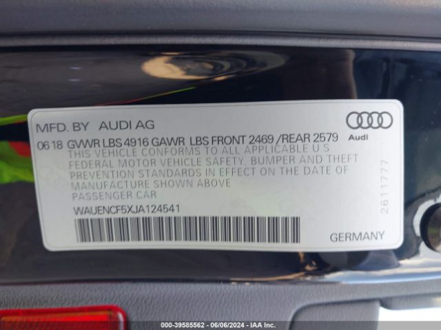 WAUENCF5XJA124541 Audi A5 2.0t Premium