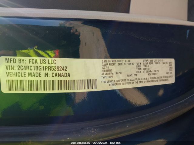 2C4RC1BG1PR539242 Chrysler Pacifica Touring L