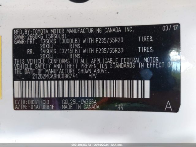2T2BZMCA9HC086741 Lexus Rx 350 F Sport