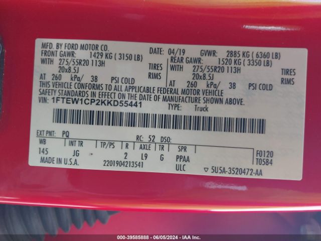 1FTEW1CP2KKD55441 Ford F-150 Xl