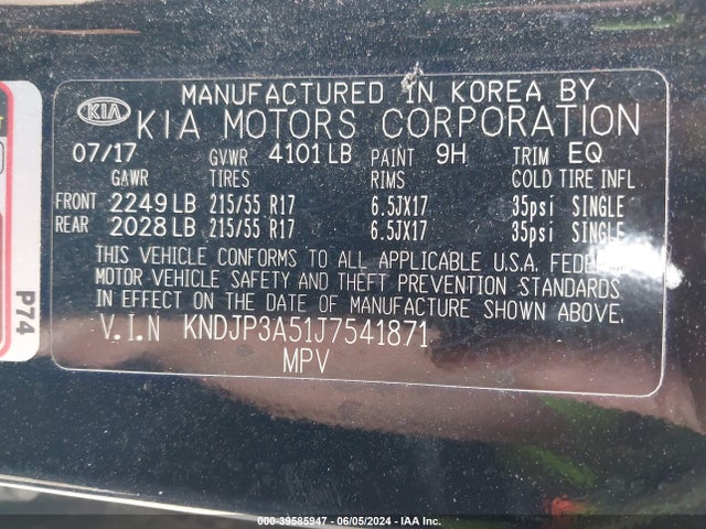 KIA SOUL + 2018 KNDJP3A51J7541871 Image 9