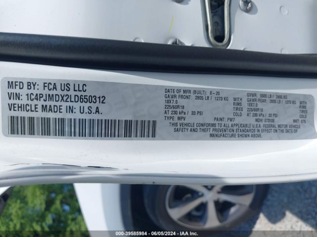 2020 JEEP CHEROKEE 1C4PJMDX2LD650312 Photo 8