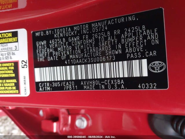 Toyota CAMRY SE 2025 4T1DAACK3SU006173 Image 9