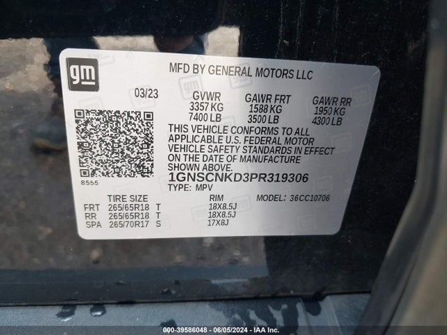 Chevrolet Tahoe 2wd Lt 2023 1GNSCNKD3PR319306 Image 9