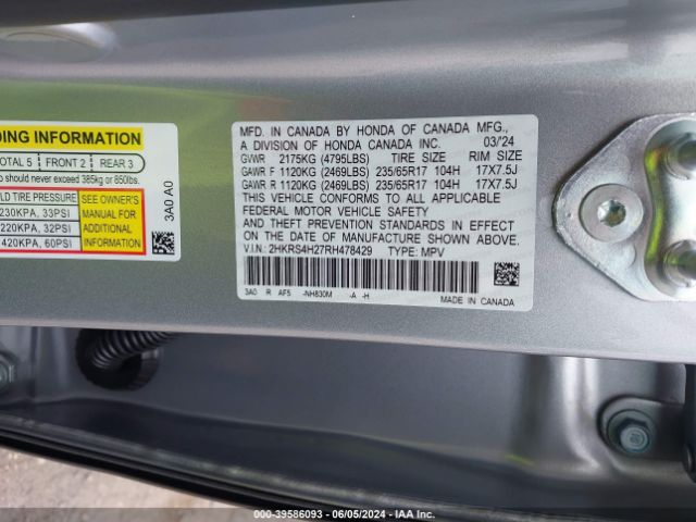 2HKRS4H27RH478429 Honda Cr-v Lx Awd