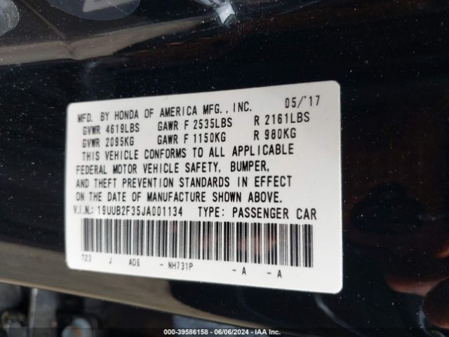 19UUB2F35JA001134 Acura TLX