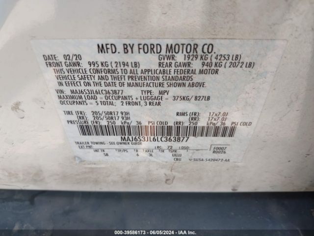 MAJ6S3JL6LC363877 Ford Ecosport Ses