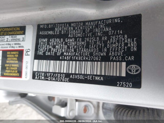 Toyota CAMRY LE 2014 4T4BF1FK8ER427062 Image 9