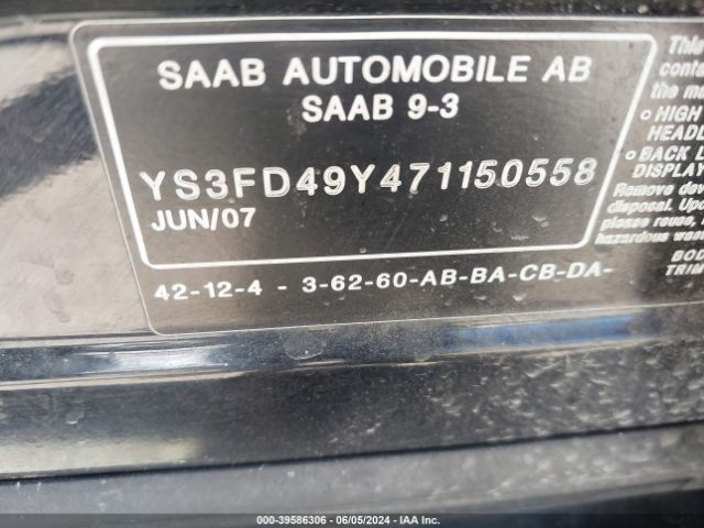 2007 SAAB 9-3 YS3FD49Y471150558 Photo 8