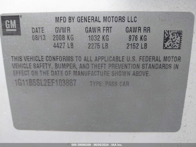 Chevrolet Malibu 1ls 2014 1G11B5SL2EF103887 Image 9