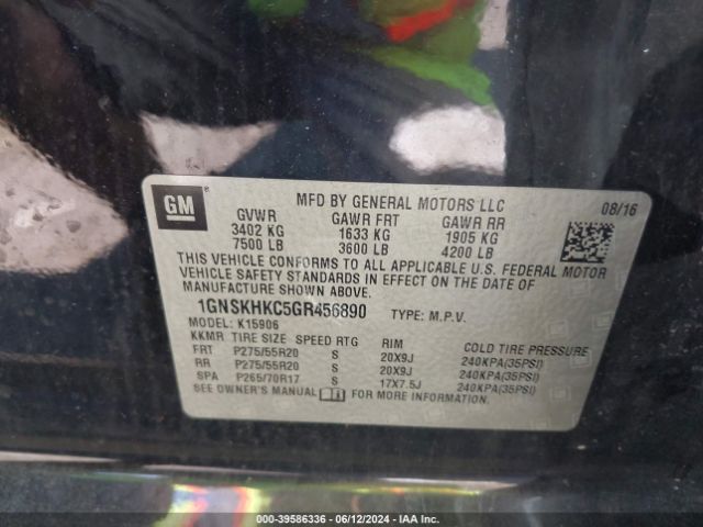 1GNSKHKC5GR456890 Chevrolet Suburban Lt