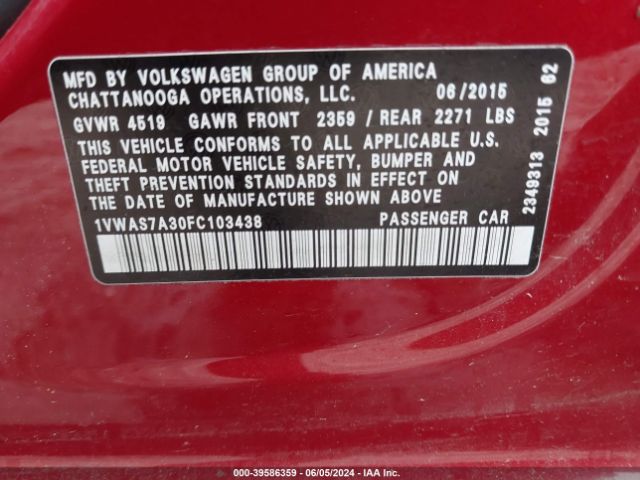 1VWAS7A30FC103438 Volkswagen Passat 1.8t Limited Edition