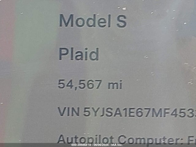 Tesla Model S Plaid Tri Motor All-wheel Drive 2021 5YJSA1E67MF453337 Image 7