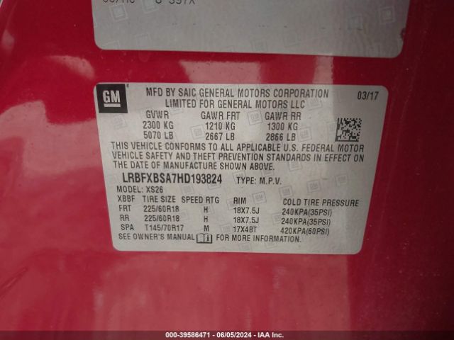 LRBFXBSA7HD193824 Buick Envision Essence