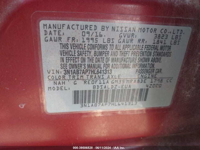 Nissan SENTRA SV 2017 3N1AB7AP7HL641313 Image 9
