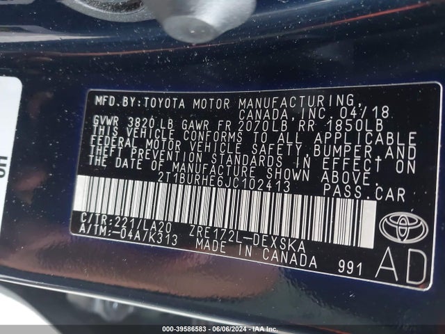 Toyota Corolla Xse 2018 2T1BURHE6JC102413 Image 9