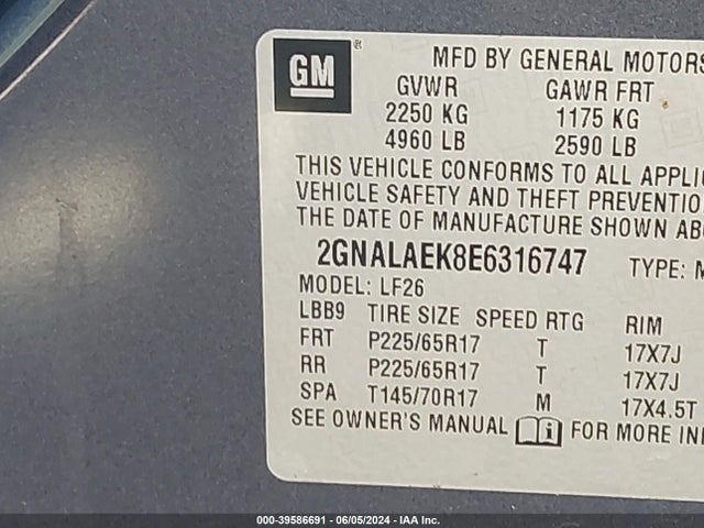 Chevrolet EQUINOX LS 2014 2GNALAEK8E6316747 Image 9