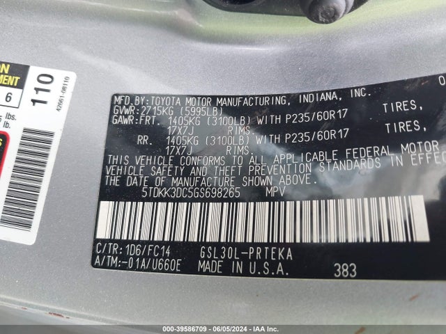 Toyota Sienna Le 8 Passenger 2016 5TDKK3DC5GS698265 Image 9