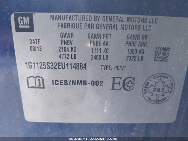 Chevrolet Impala 2lt 2014 1G1125S32EU114884 Image 9
