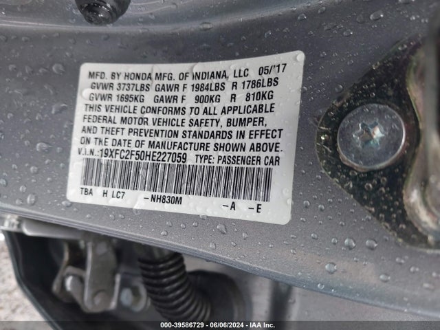 Honda Civic Lx 2017 19XFC2F50HE227059 Image 9