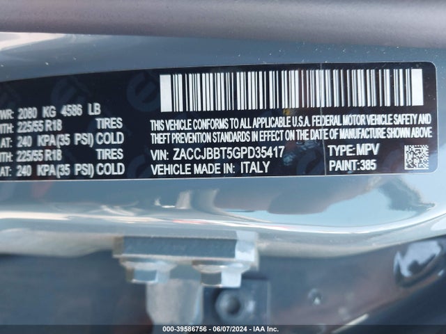 ZACCJBBT5GPD35417 Jeep Renegade 75th Anniversary
