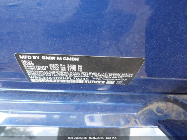 2022 BMW M3 WBS33AY0XNFL79245 Photo 8