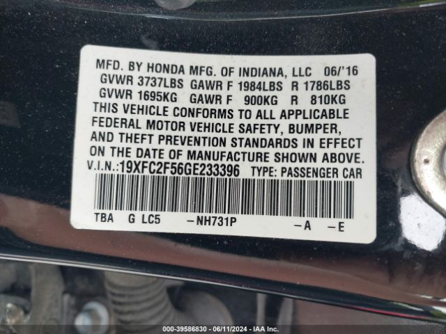 19XFC2F56GE233396 Honda Civic Lx