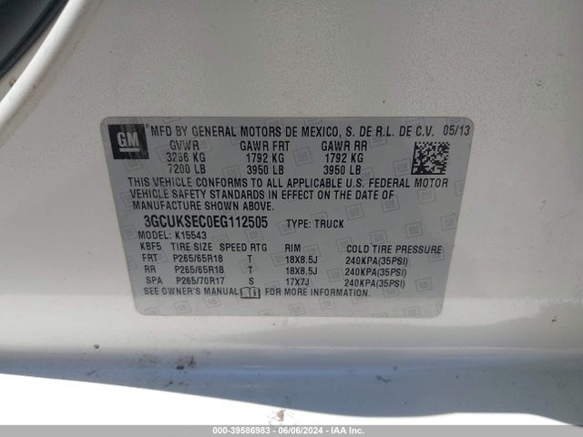 Chevrolet Silverado 1500 2lz 2014 3GCUKSEC0EG112505 Image 9