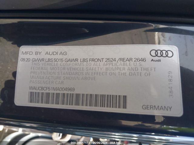 WAUCBCF51MA004969 Audi A5 Sportback Premium Plus 40 Tfsi Quattro S Tronic