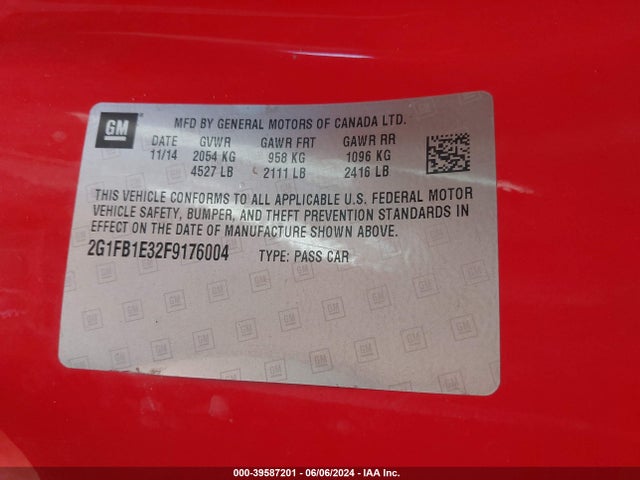 Chevrolet Camaro 2ls 2015 2G1FB1E32F9176004 Image 9