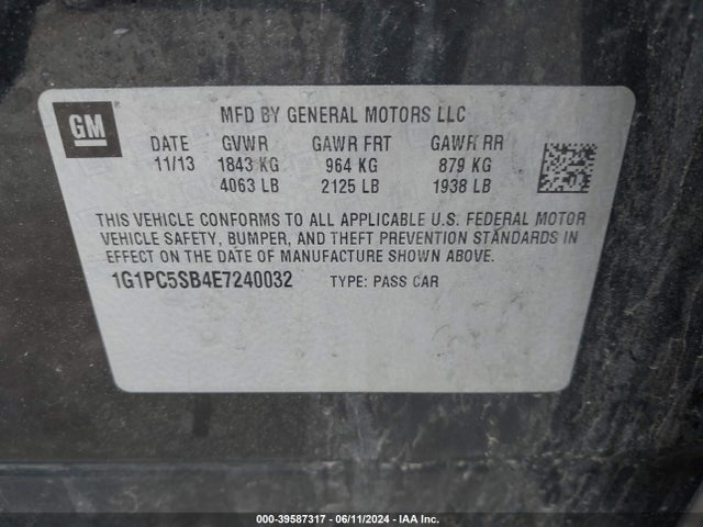 Chevrolet Cruze 1lt Auto 2014 1G1PC5SB4E7240032 Image 9